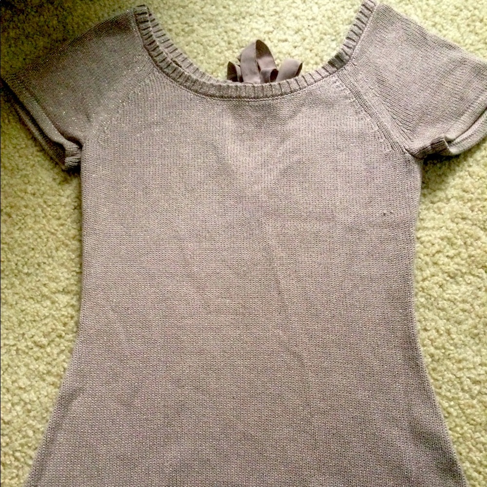 Shimmery sweater too with keyhole cut out in back